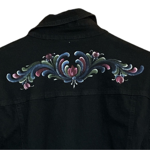 Black Denim Jacket Painted Jean Jacket Variations Brand  Size Medium - Picture 4 of 8